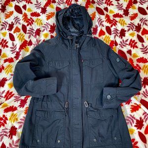 Levi's Black Washed Cotton Four-Pocket Utility Jacket - Size Large